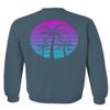 Front and Back Vaporwave Palm Trees Aesthetics Art Beach surf Sunset Men's Crewneck Sweatshirt (Indigo Blue X-Large) view 3