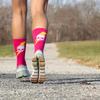 Gone For a Run Inspirational Athletic Running Socks | Mid-Calf | Bad Ass | Pink view 2