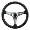 Pactrade Marine Boat Pontoon Non-Magnetic Silver Steering Wheel Aluminum Frame Polyurethane (PU) Sleeves 3 Spokes 13" Diameter Aluminum Hub with 3/4" Tapered Bore view 1