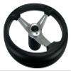 Pactrade Marine Boat Pontoon Non-Magnetic Silver Steering Wheel Aluminum Frame Polyurethane (PU) Sleeves 3 Spokes 13" Diameter Aluminum Hub with 3/4" Tapered Bore view 3