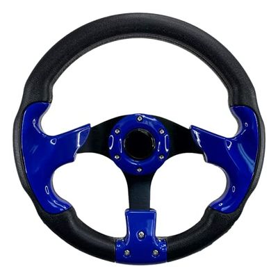 Pactrade Marine Boat Pontoon Non-Magnetic Steering Wheel Aluminum Frame Polyurethane (PU) Sleeves 3 Spokes 12-1/2" Diameter Aluminum Hub with 3/4" Tapered Bore (Navy Blue, Black Spokes)
