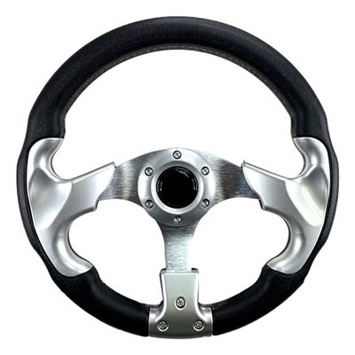 Pactrade Marine Boat Pontoon Non-Magnetic Steering Wheel Aluminum Frame Polyurethane (PU) Sleeves 3 Spokes 12-1/2" Diameter Aluminum Hub with 3/4" Tapered Bore (Silver, Silver Spokes)