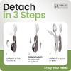 Orblue 4-in-1 Camping Utensils, 2-Pack - Portable Stainless Steel Spoon, Fork, Knife & Bottle Opener Combo Set - Travel, Backpacking Cutlery Multitool, Gray view 3