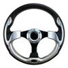 Pactrade Marine Boat Pontoon Non-Magnetic Steering Wheel Aluminum Frame Polyurethane (PU) Sleeves 3 Spokes 12-1/2" Diameter Aluminum Hub with 3/4" Tapered Bore (Silver, Black Spokes) view 1