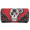 Western Style Sugar Skull Studded Country Purse Single Shoulder Bag Clutch Women Blocking Wristlet Wallet (#2 Red) view 1