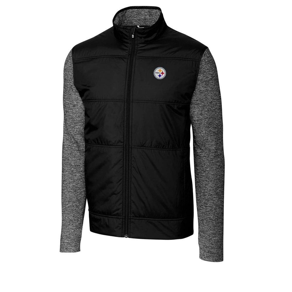 Cutter & Buck Men's Black/Charcoal Pittsburgh Steelers Stealth Big & Tall Full-Zip Jacket