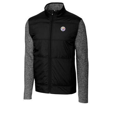 Cutter & Buck Men's Black/Charcoal Pittsburgh Steelers Stealth Big & Tall Full-Zip Jacket