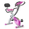Folding Exercise Bike Portable Upright Adjustable Backrest Cycling Recumbent Stationary Bike Slim Indoor Workout Fitness Cardio Foldable Exercise Bicycle Machine with Pulse Sensor LCD Monitor Arm view 1