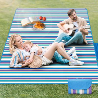 FLYKEPER Waterproof Picnic Blankets Beach Mat Lightweight Portable Camping Blankets Outdoor Blankets for Picnic,Beach,Park,Travel, Blue