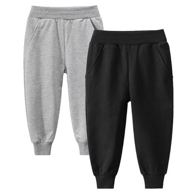 EISHOW 1-7T Kids Boy Girl Pants 2-Pack Cartoon Dinosaur Jogger Pants Cotton Elastic Sweatpants Sport Pants Trousers Bottoms (Black# & Grey#,4-5Y,4 Years,5 Years)