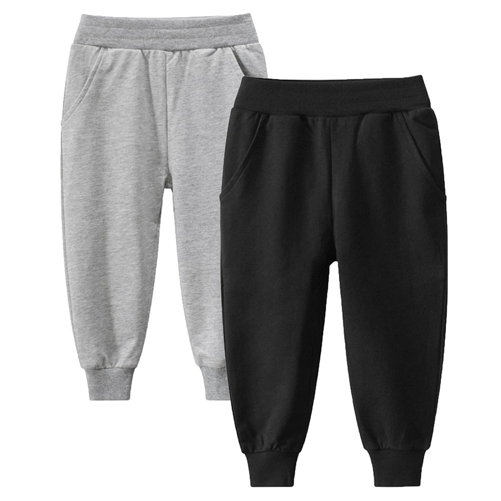 EISHOW 1-7T Kids Boy Girl Pants 2-Pack Cartoon Dinosaur Jogger Pants Cotton Elastic Sweatpants Sport Pants Trousers Bottoms (Black# & Grey#,4-5Y,4 Years,5 Years)