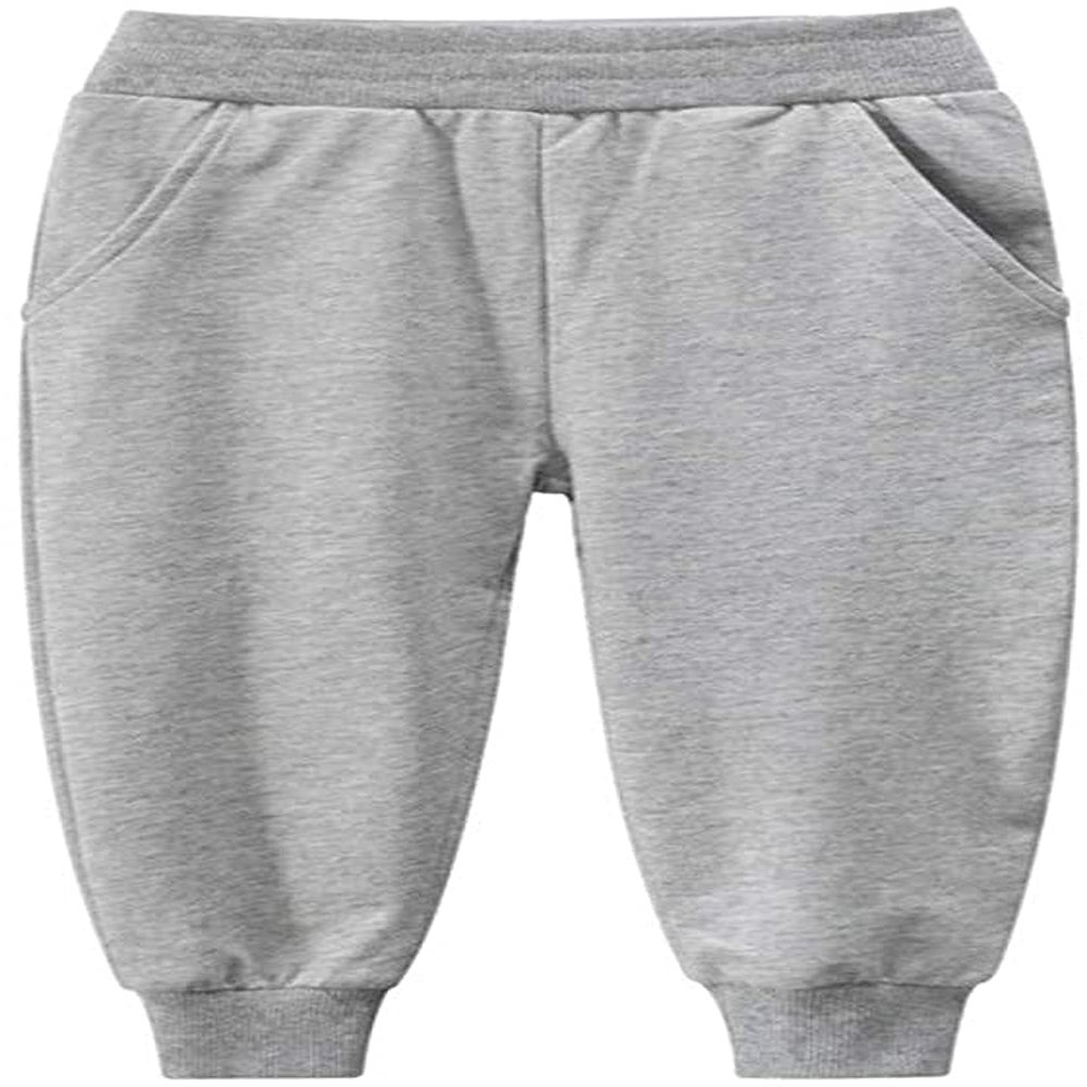 EISHOW 1-7T Kids Boy Girl Pants 2-Pack Cartoon Dinosaur Jogger Pants Cotton Elastic Sweatpants Sport Pants Trousers Bottoms (Grey#,12-24 Months,12 Months,24 Months)