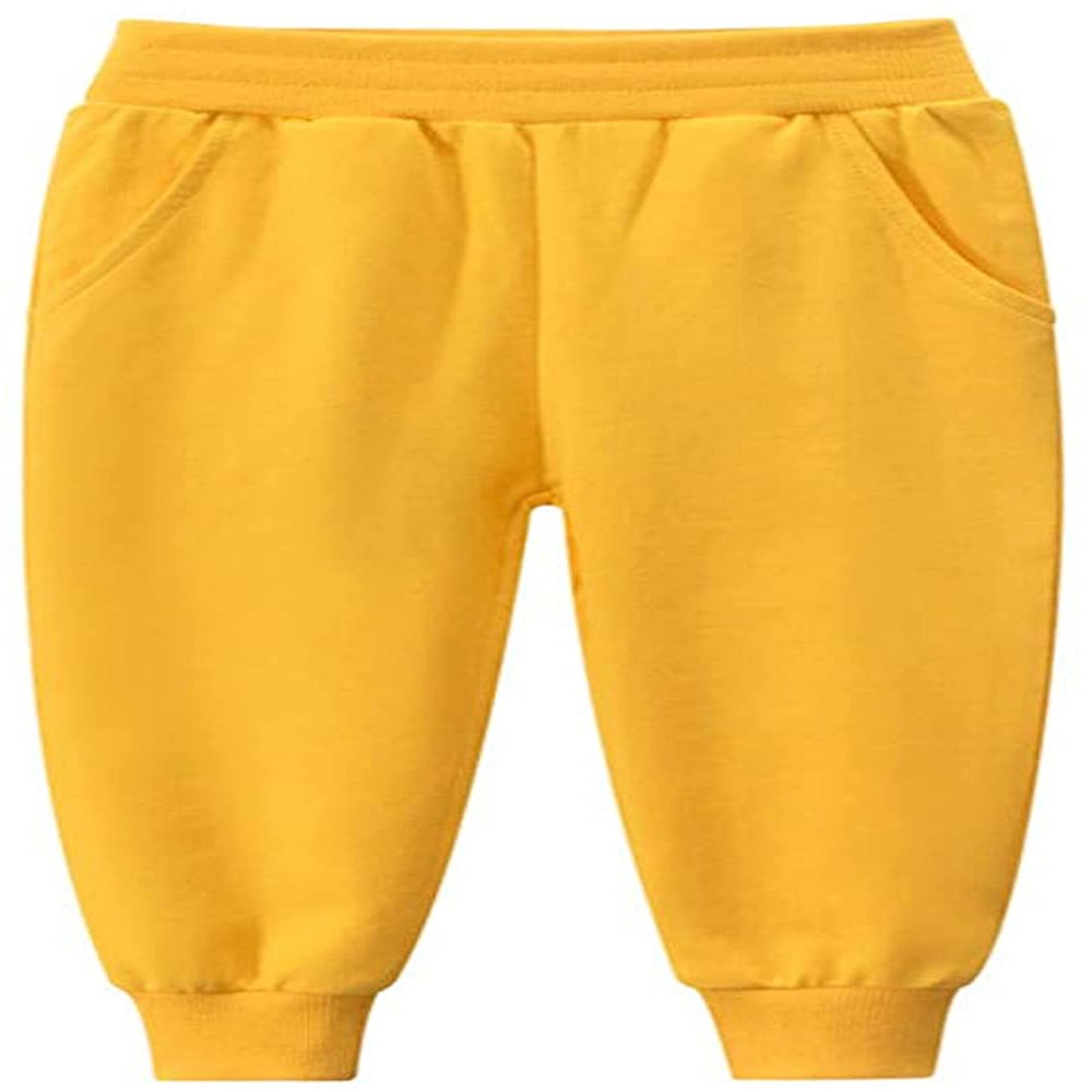 EISHOW 1-7T Kids Boy Girl Pants 2-Pack Cartoon Dinosaur Jogger Pants Cotton Elastic Sweatpants Sport Pants Trousers Bottoms (Yellow#,2-3Y,2 Years,3 Years)