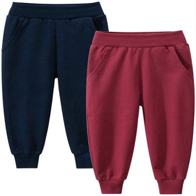 1-7T Kids Boy Girl Pants 2-Pack Cartoon Dinosaur Jogger Pants Cotton Elastic Sweatpants Sport Pants Trousers Bottoms (Red# & Dark Blue#,2-3Y,2 Years,3 Years)