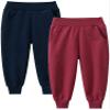 1-7T Kids Boy Girl Pants 2-Pack Cartoon Dinosaur Jogger Pants Cotton Elastic Sweatpants Sport Pants Trousers Bottoms (Red# & Dark Blue#,2-3Y,2 Years,3 Years) view 1