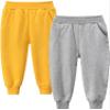 EISHOW 1-7T Kids Boy Girl Pants 2-Pack Cartoon Dinosaur Jogger Pants Cotton Elastic Sweatpants Sport Pants Trousers Bottoms (Yellow# & Grey#,2-3Y,2 Years,3 Years) view 1