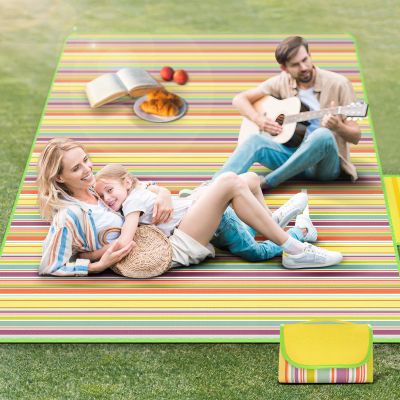 FLYKEPER Portable Outdoor Picnic Blankets Lightweight Camping Blankets,Waterproof Beach Blanket for Camping Park Hiking, Yellow