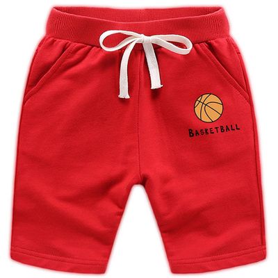 2-Pack Baby Boys Girls Shorts Basketball Soccer Funny Print Short Pants Soft Cotton Shorts with Drawstring Pockets (Red,18-24 Months,18 Months,24 Months)
