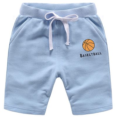 EISHOW 2-Pack Baby Boys Girls Shorts Basketball Soccer Funny Print Short Pants Soft Cotton Shorts with Drawstring Pockets (Sky Blue,12-18 Months,12 Months,18 Months)