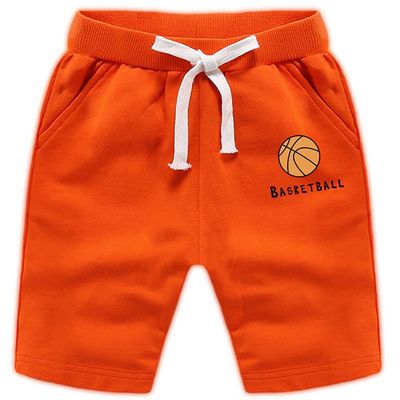 EISHOW 2-Pack Baby Boys Girls Shorts Basketball Soccer Funny Print Short Pants Soft Cotton Shorts with Drawstring Pockets (Orange,12-18 Months,12 Months,18 Months)