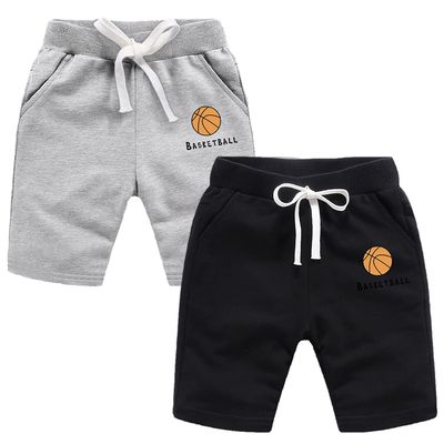 EISHOW 2-Pack Baby Boys Girls Shorts Basketball Soccer Funny Print Short Pants Soft Cotton Shorts with Drawstring Pockets (Gray & Black,2-3Y,2 Years,3 Years)