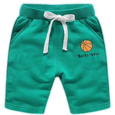 EISHOW 2-Pack Baby Boys Girls Shorts Basketball Soccer Funny Print Short Pants Soft Cotton Shorts with Drawstring Pockets (Light Green,4-5Y,4 Years,5 Years)