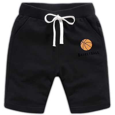 EISHOW 2-Pack Baby Boys Girls Shorts Basketball Soccer Funny Print Short Pants Soft Cotton Shorts with Drawstring Pockets (Black,4-5Y,4 Years,5 Years)