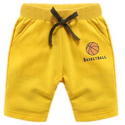EISHOW 2-Pack Baby Boys Girls Shorts Basketball Soccer Funny Print Short Pants Soft Cotton Shorts with Drawstring Pockets (Yellow,4-5Y,4 Years,5 Years)
