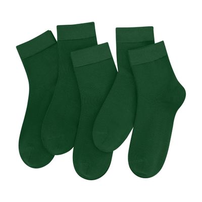 SERISIMPLE Colorful Quarter Ladies Crew Socks Breathable Solid Pastel Light Color Thin Bootie Unisex Sock 5 Pairs (Forestgreen, Medium)
