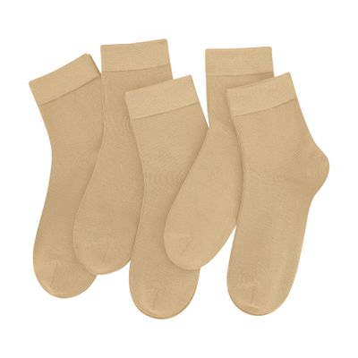 SERISIMPLE Women Thin Viscose Bamboo Socks Crew Lightweight Above Ankle Casual Dress Sock For Ladies Bootie Trouser 5 Pairs (Beige, Medium)