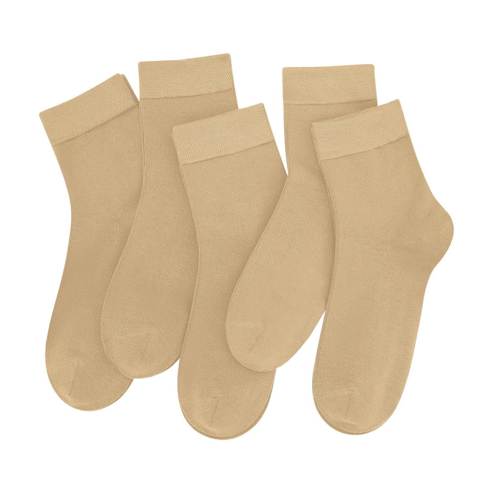 SERISIMPLE Women Thin Viscose Bamboo Socks Crew Lightweight Above Ankle Casual Dress Sock For Ladies Bootie Trouser 5 Pairs (Beige, Medium)