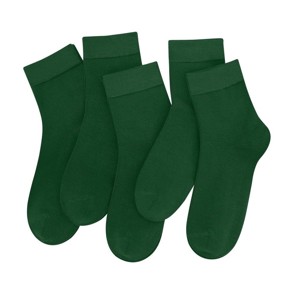 SERISIMPLE Colorful Quarter Ladies Crew Socks Breathable Solid Pastel Light Color Thin Bootie Unisex Sock 5 Pairs (Forestgreen, Large)