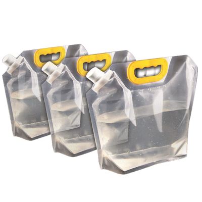 ONTWK Premium Collapsible Water Container Bag, No-Leak, Freezable, Odorless, Flat Folding, BPA Free Food Grade Clear Plastic Storage Tank for Sports Outdoors Camping Hiking ( 3PCS, 2.6 Gallon/10L)