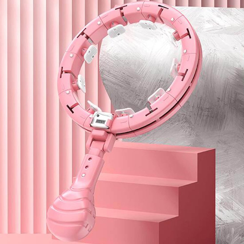 Intelligent Weighting Hula Hoop, Adjustable Size Abdominal Fitness Weight Loss Exercise Hoop, Home Exercise 360-degree Rotation Without Falling/Pink/XL