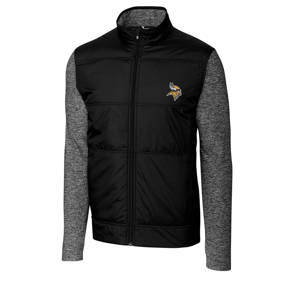 Cutter & Buck Men's Black Minnesota Vikings Big & Tall Stealth Full-Zip Jacket