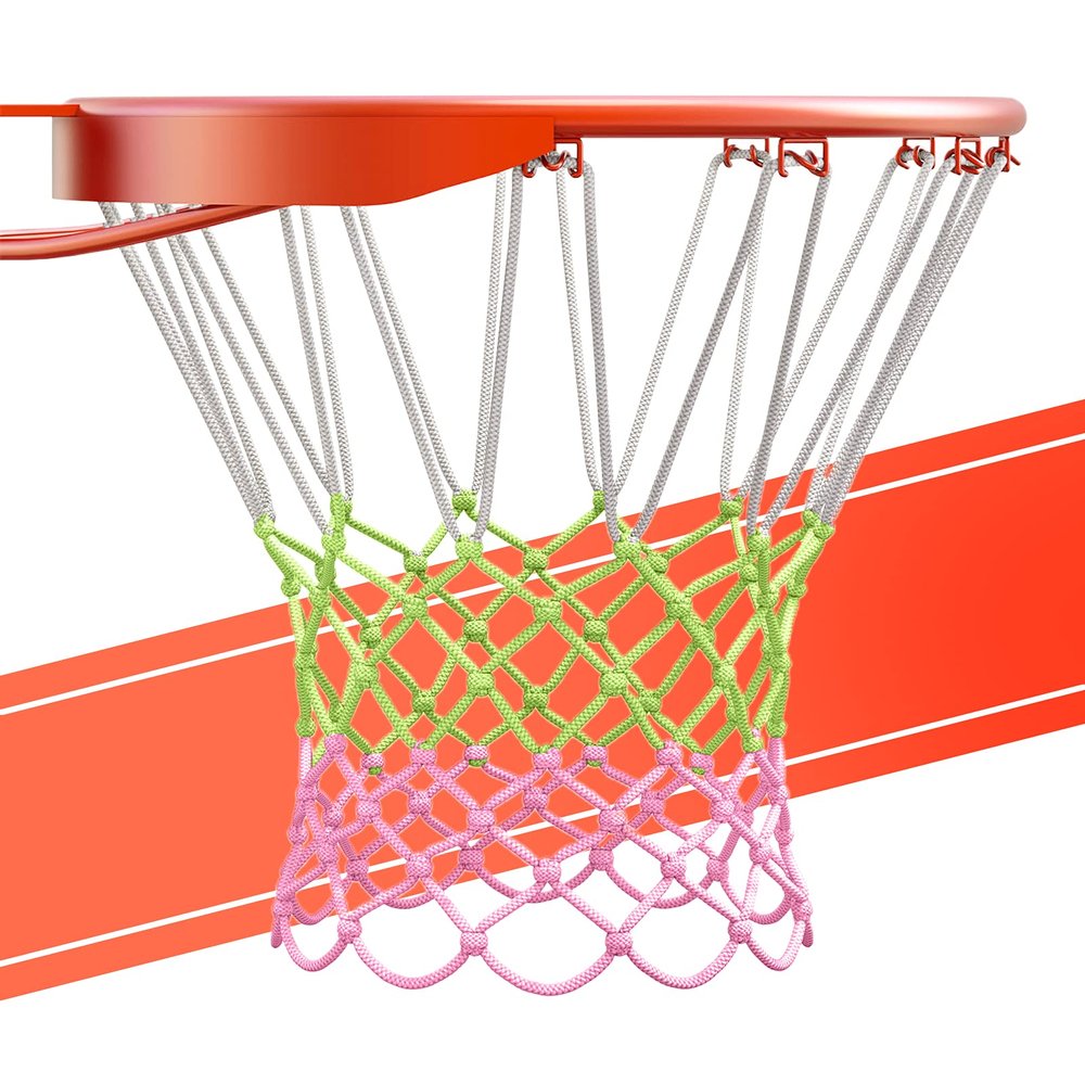 Walbest 1/2 Pcs Glow in Dark Basketball Net Replacement - Heavy Duty Indoor and Outdoor, Standard Size Basketball Hoop Net, 12 Loop Basketball Nets, All-Weather Basketball Netting 1 Pc