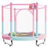 60" Trampoline for Kids, 5 FT Toddler Baby Trampoline with Safety Enclosure Net, Indoor or Outdoor Pink/Blue Small Trampolines with Basketball Hoop, Birthday Gifts for Kids, Gifts for Girl view 1
