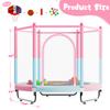 60" Trampoline for Kids, 5 FT Toddler Baby Trampoline with Safety Enclosure Net, Indoor or Outdoor Pink/Blue Small Trampolines with Basketball Hoop, Birthday Gifts for Kids, Gifts for Girl view 2