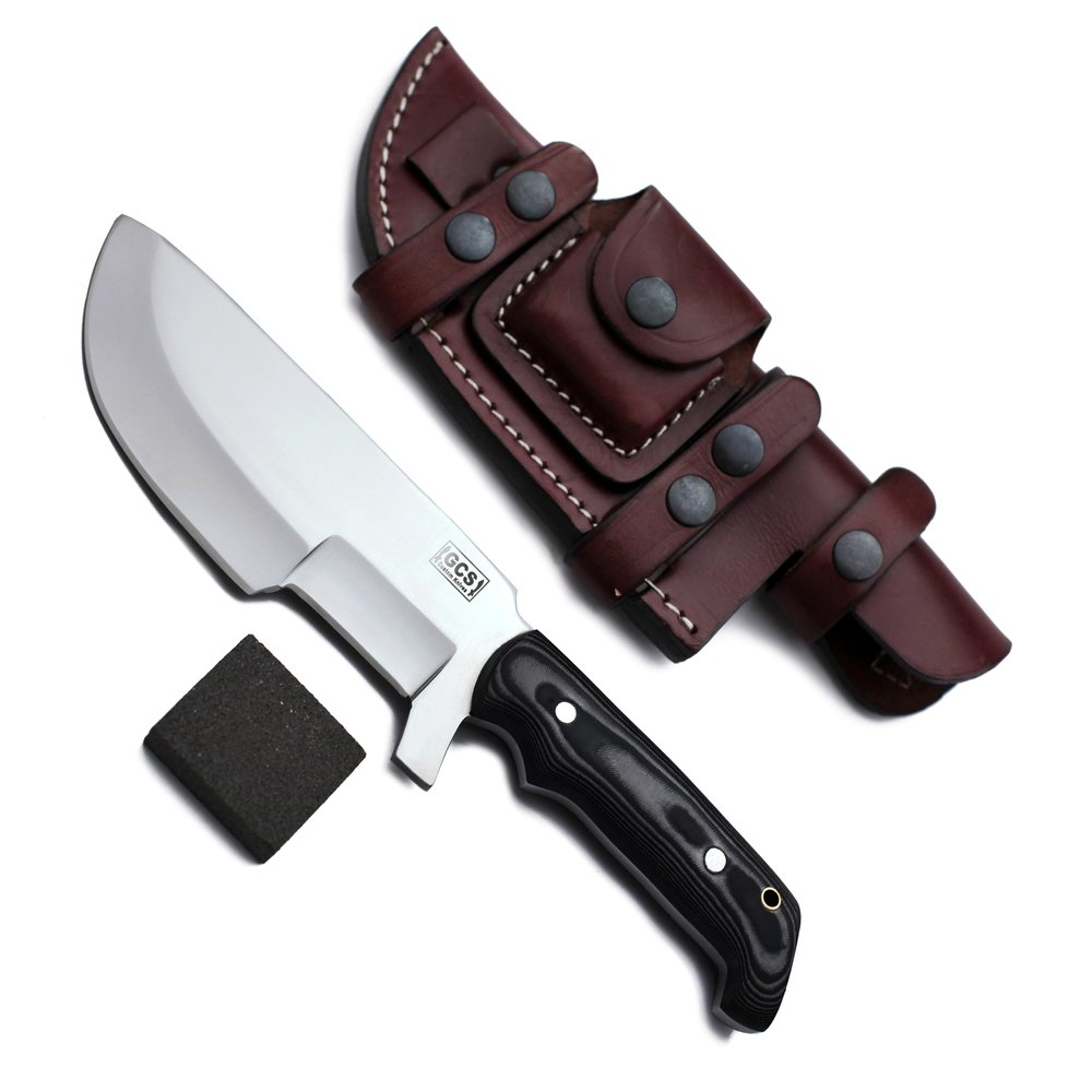 GCS Handmade G10 Handle D2 Tool Steel Bushcraft Hunting Knife with leather sheath Full tang blade designed for Hunting & EDC GCS 309s
