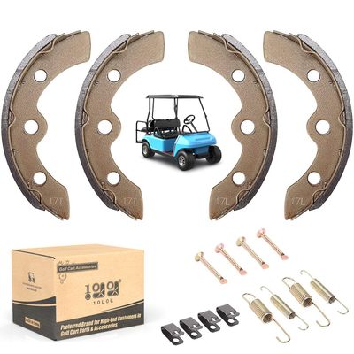 10L0L Golf Cart Brake Shoes/Pads Brake Spring Kit for Club Car DS & Precedent 1995 Up, Tempo 2018 Up, EZGO TXT Medalist 1986.5-1995, Yamaha G1 G2 G8 G9, OEM 101823201, 101816301 (2 Short & 2 Long)