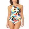 Anne Cole Modern Blooms HIGH Neck ONE Piece, 6 view 1