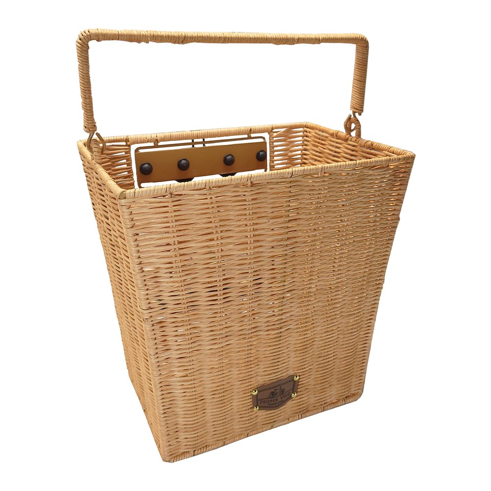 Proper Velo Company Sunnyside Wicker Pannier - Durable, Rattan, Quick-Release, Rear Bicycle Storage Basket, One size