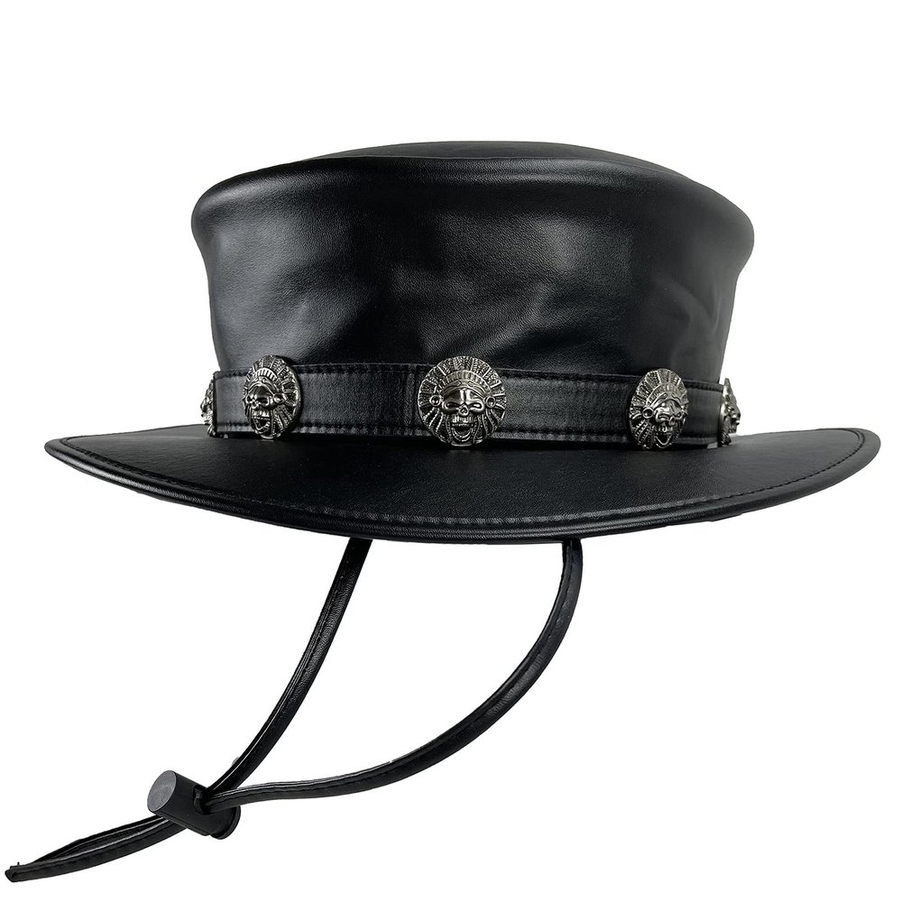 Absolute Vibe Plague Doctor Halloween Costume Steampunk Magician Dress Up Party Black Wide Brim Hat (M, Skull)