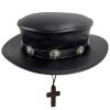 Absolute Vibe Plague Doctor Halloween Costume Steampunk Magician Dress Up Party Black Wide Brim Hat (M, Skull) view 2