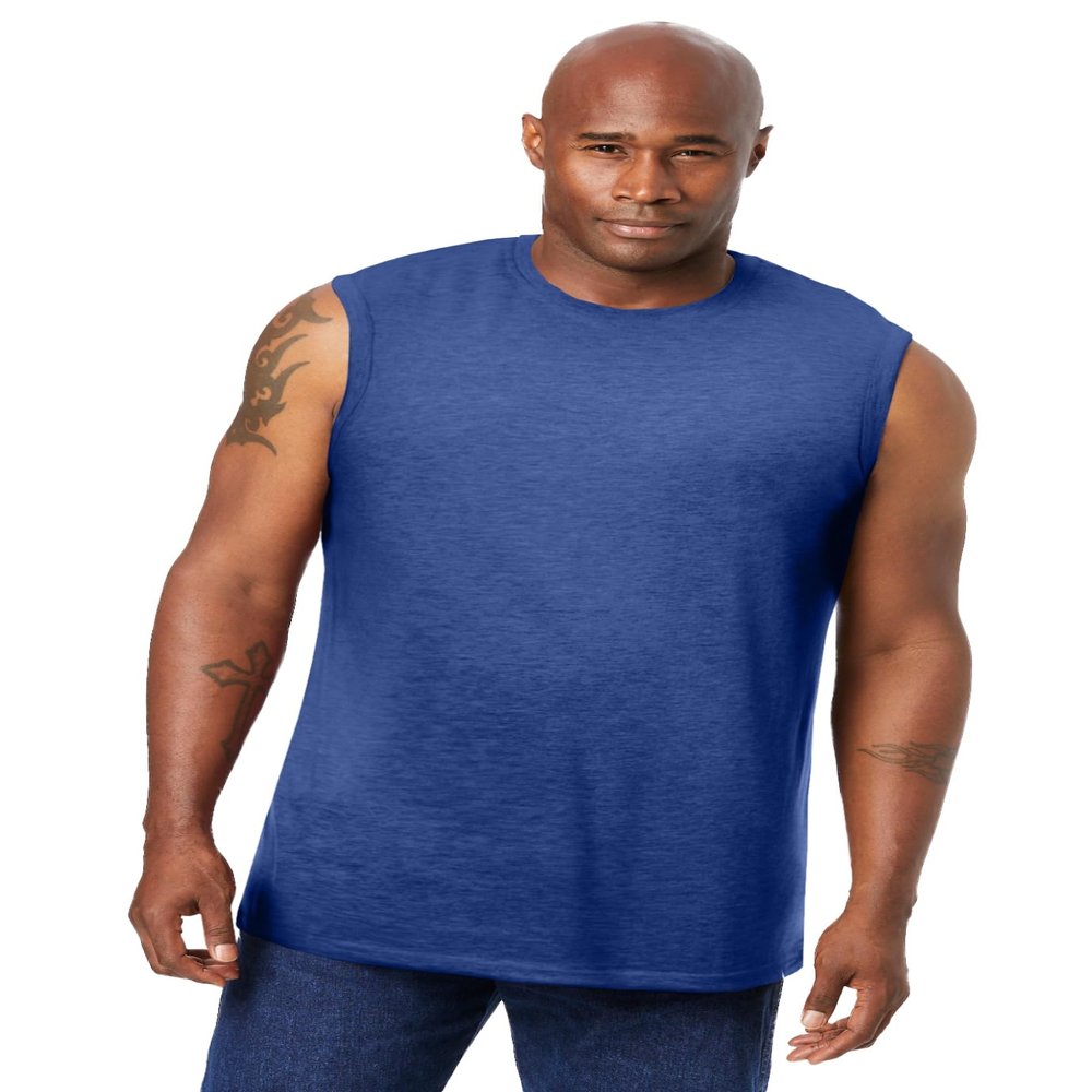 KingSize Men's Big & Tall Shrink-Less Lightweight Muscle T-Shirt - 6XL, Heather Navy