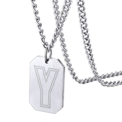 GOLDCHIC JEWELRY Personalized Initial H Necklace Stainless Steel Dog Tag Alphabet Letter Personalised Sports Lover Pendant Athelets Gifts for Son/Teens
