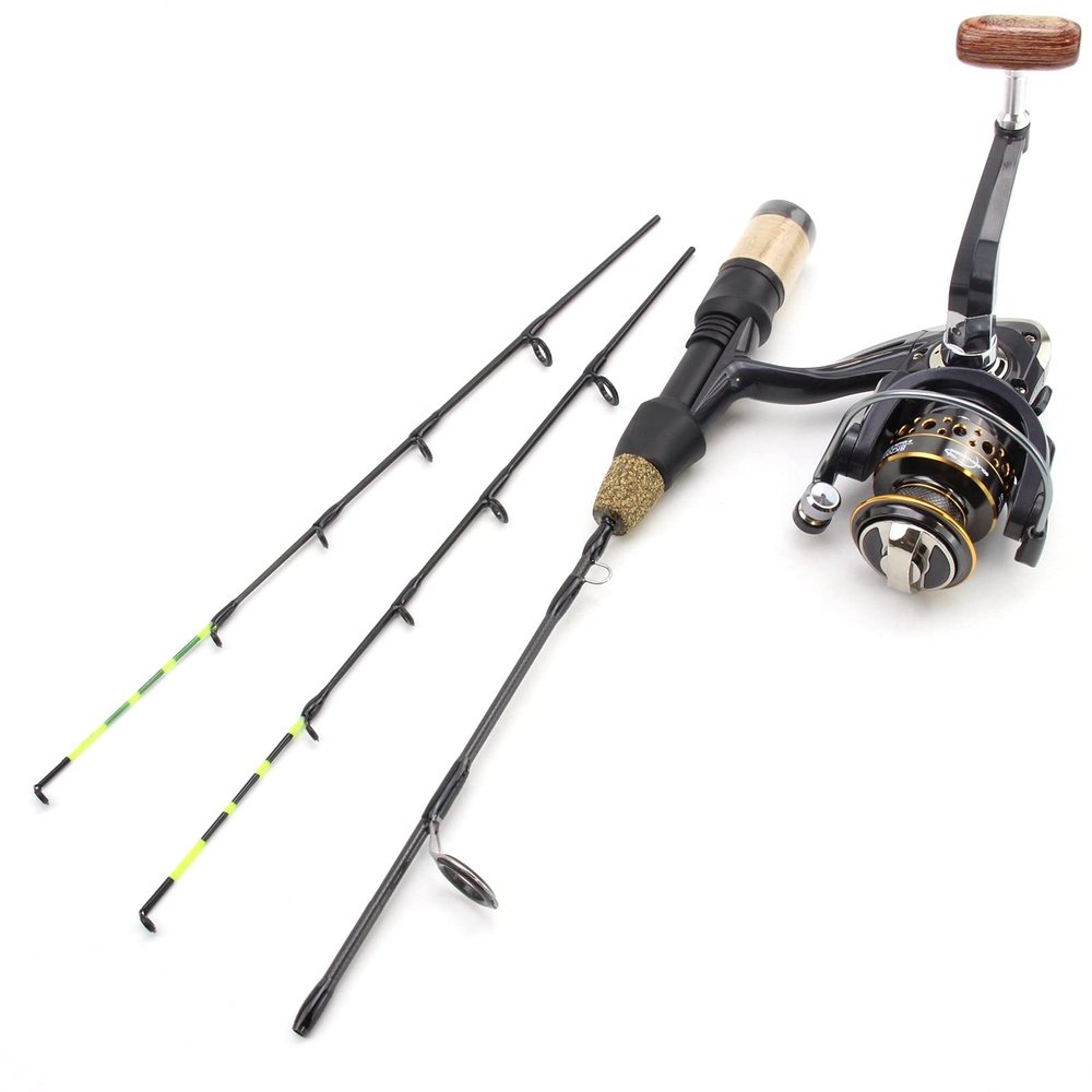45 G Ultra-Lightweight Boat Fishing Rod Ice Fishing Rod, 2Tips 60cm Ultra-Short Childrens Fishing Rod, Stick Roll Combo, Mini Ice Fishing Rod Reel Set, Beginner Fishing, Bass Fishing ZYHYD