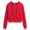 DRESSOLE Women's Cropped Zip Up Hoodie Casual Long Sleeve Workout Hooded Sweatshirt Coat Red L view 1