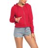 DRESSOLE Women's Cropped Zip Up Hoodie Casual Long Sleeve Workout Hooded Sweatshirt Coat Red L view 2