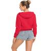 DRESSOLE Women's Cropped Zip Up Hoodie Casual Long Sleeve Workout Hooded Sweatshirt Coat Red L view 3